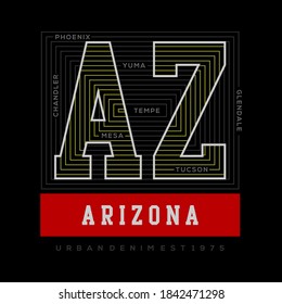 ARIZONA t-shirt and apparel design with LINES effect. Vector print, typography, poster, emblem.
