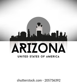 Arizona United States of America States/Cities Skyline Silhouette Black Design, vector illustration.