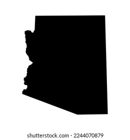 Arizona US Blank Map Vector Template Black Solid Color and Outline Isolated on White Background. easy to edit