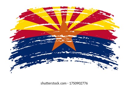 Arizona US flag in grunge brush stroke, vector image