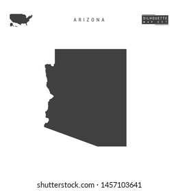 Arizona US State Blank Vector Map Isolated on White Background. High-Detailed Black Silhouette Map of Arizona.