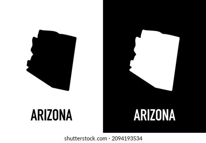 Arizona - U.S. state. Contour line in white and black color on two face background. Map of The United States of America. Vector illustration.