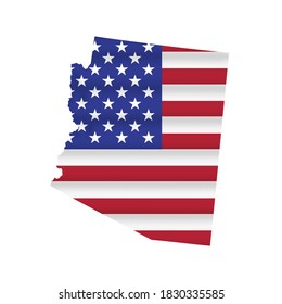Arizona US state flag map isolated on white. Vector illustration.