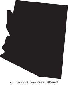 Arizona Mapa del Estado de los Estados Unidos Silhouette Solid Black  