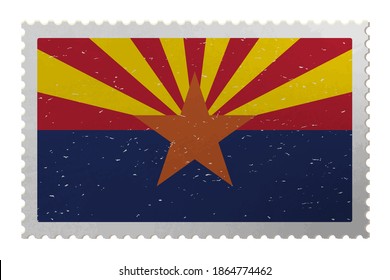 Arizona USA flag on old postage stamp, vector