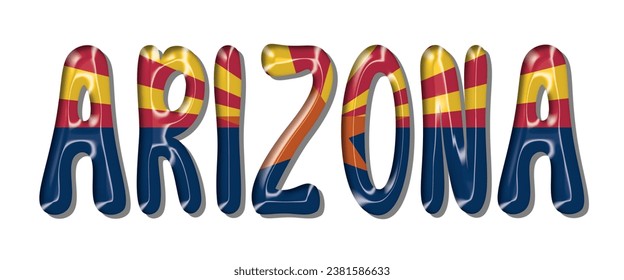 ARIZONA USA flag text font, 3D ARIZONA USA flag colorful background, ARIZONA USA flag vector illustration