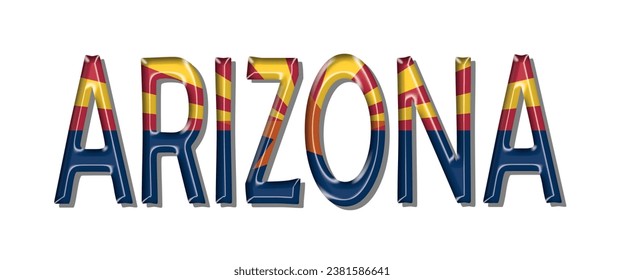 ARIZONA USA flag text font, 3D ARIZONA USA flag colorful background, ARIZONA USA flag vector illustration