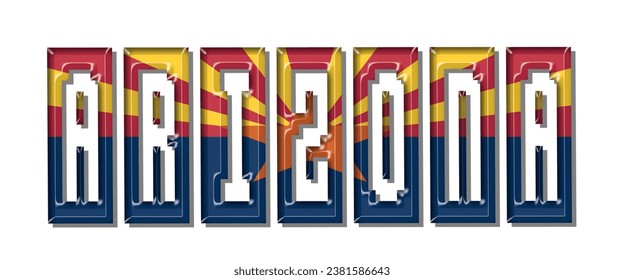 ARIZONA USA flag text font, 3D ARIZONA USA flag colorful background, ARIZONA USA flag vector illustration