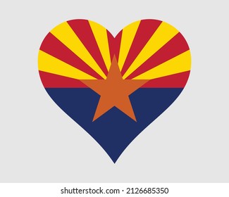 Arizona USA Heart Flag. AZ US Love Shape State Flag. Arizona United States of America Banner Icon Sign Symbol Clipart. EPS Vector Illustration.