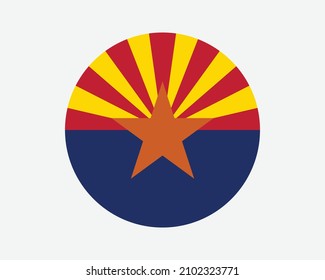 Arizona USA Round State Flag. AZ, US Circle Flag. State of Arizona United States of America Circular Shape Button Banner. EPS Vector Illustration.