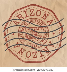 Arizona, USA Stamp Reisepass. Design Retro Symbol Country. Altes altes Postzeichen.