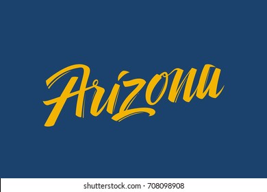 Arizona USA State Word Logo Hand Painted Brush Lettering Calligraphy Logo Template