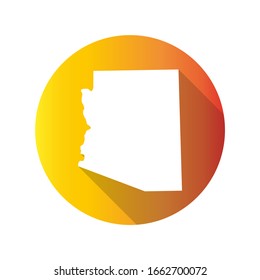 Arizona, USA Symbol Map Icon Round. Flat Vector Art Design with Shadow. Gradient Color Banner.