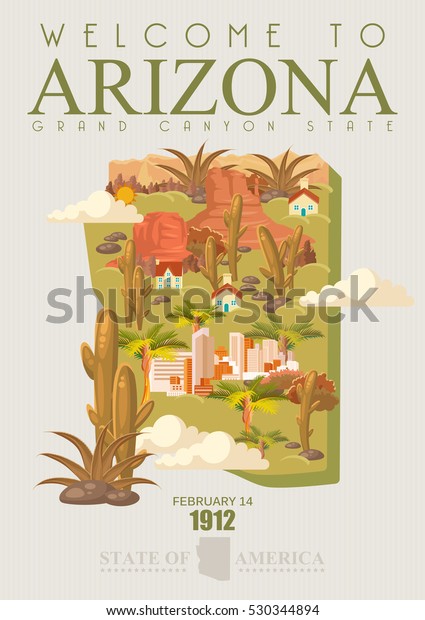 Arizona Vector American Poster Usa Travel Stock Vector (Royalty Free ...