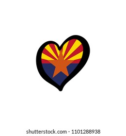 Arizona Vector Flag Inside heart shape graphic element Illustration template design