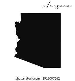 Arizona Vector High Quality Map -  American States Collection Simple Black Silhouette Map