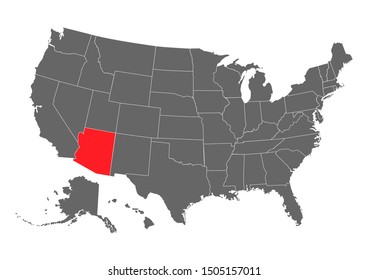 Arizona vector map silhouette. High detailed illustration. United state of America country