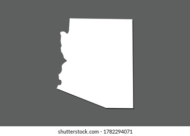 Mapa vectorial de Arizona con área de tierra única usando color blanco en ilustración de fondo oscuro
