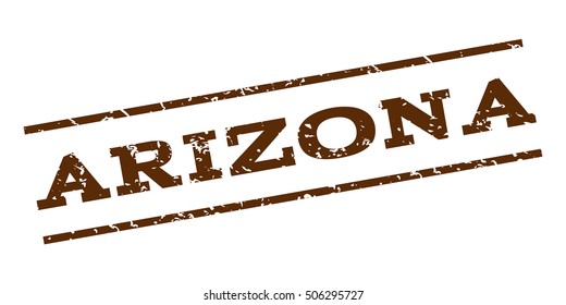 Arizona watermark stamp. Text Caption between parallel lines with grunge design style. Rubber seal stamp with unclean texture. Vector brown color ink imprint on a white background.