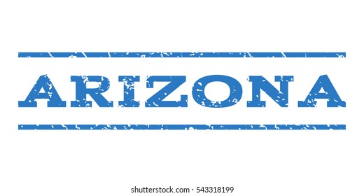 Arizona watermark stamp. Text caption between horizontal parallel lines with grunge design style. Rubber seal stamp with dust texture. Vector smooth blue color ink imprint on a white background.