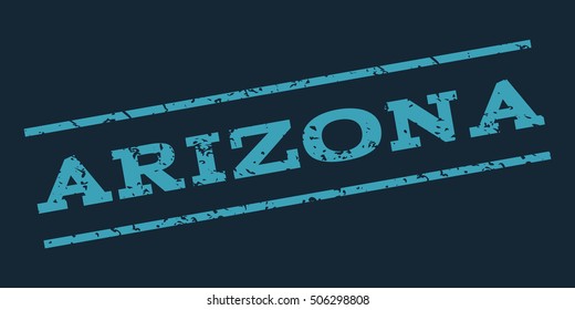 Arizona watermark stamp. Text Tag between parallel lines with grunge design style. Rubber seal stamp with dirty texture. Vector blue color ink imprint on a dark blue background.