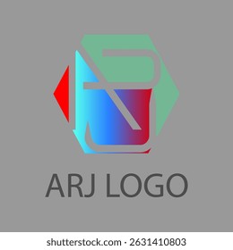 Hexagonal negativo geométrico do logotipo ARJ