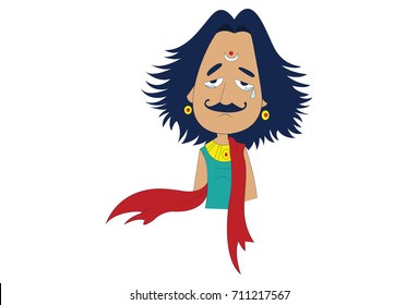The Arjuna character from Mahabharata. Vector Illustration. Isolated on white background.