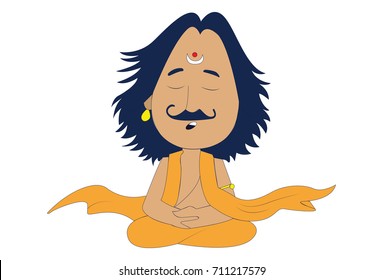 The Arjuna character from Mahabharata. Vector Illustration. Isolated on white background.