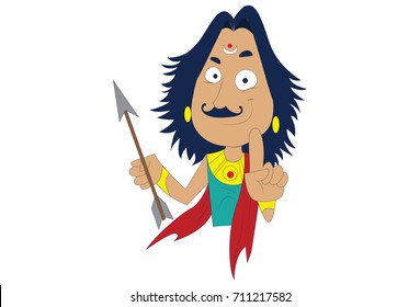 The Arjuna character from Mahabharata. Vector Illustration. Isolated on white background.