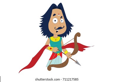 The Arjuna character from Mahabharata. Vector Illustration. Isolated on white background.