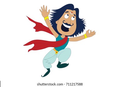 The Arjuna character from Mahabharata. Vector Illustration. Isolated on white background.