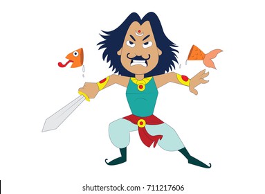 The Arjuna character from Mahabharata. Vector Illustration. Isolated on white background.