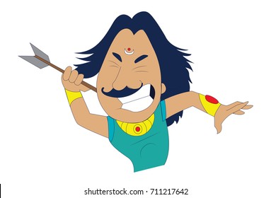 The Arjuna character from Mahabharata. Vector Illustration. Isolated on white background.