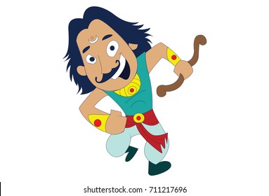 The Arjuna character from Mahabharata. Vector Illustration. Isolated on white background.