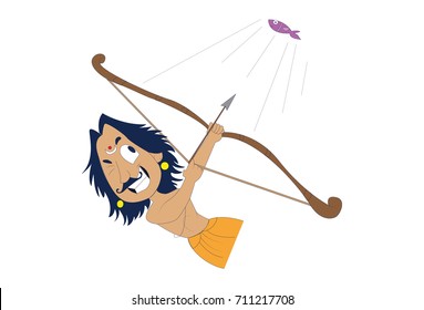 The Arjuna character from Mahabharata. Vector Illustration. Isolated on white background.