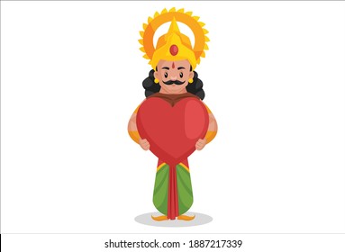 Arjuna is holding the heart in his hands. Vector graphic illustration. Individually on white background.