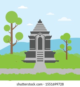 Arjuna Temple in Dieng Hill, Indonesia Vector Illustration