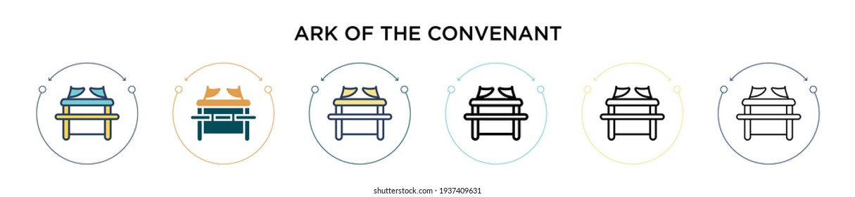 Ark of the convenant icon in filled, thin line, outline and stroke style. Vector illustration of two colored and black ark of the convenant vector icons designs can be used for mobile, ui, web