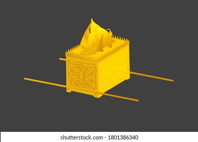 Ark of the Covenant. Old Testament sanctuary furniture religious imagery vector illustration, book of Exodus. This was where the Ten Commandments were kept, covered by the mercy seat.