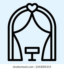 Ark line icon. Romantic ceremony altar place. Wedding asset vector design concept, outline style pictogram on white use for and app. Eps 10.