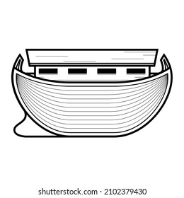 The ark of Noah, biblical wooden ship for saving from flood, vector