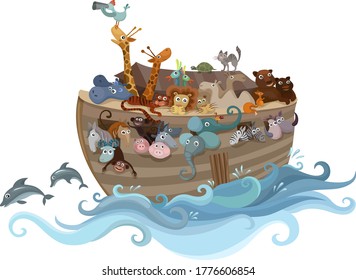 Noah´s ark  in the sea illustration