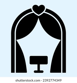 Ark solid icon. Romantic ceremony altar place. Wedding asset vector design concept, glyph style pictogram on white background, use for web and app. Eps 10