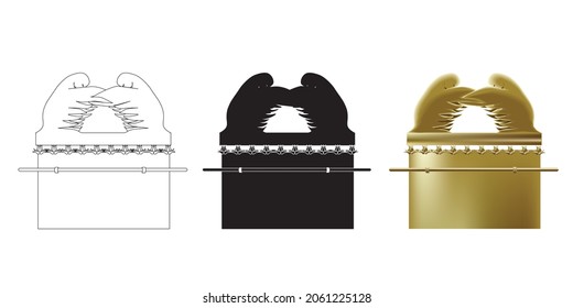 The Ark of the Testimony with an elaborate lid called the Mercy seat a special gold-plated chest that was in the Jewish Temple in Jerusalem.  One of the biblical vessels. vector illustration Symbol 