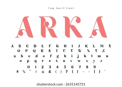 Arka premium luxury elegant alphabet letters and numbers