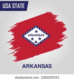 Arkanas State Region of United States of America Grunge Vector flag template 