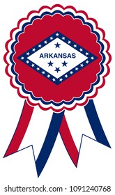 Arkansas Award Ribbon vector in the original national colours red, blue and white.
Representing State of Arkansas in USA.