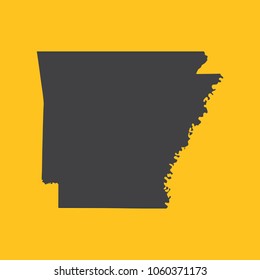 Arkansas black map,border on orange background. Vector illustration.