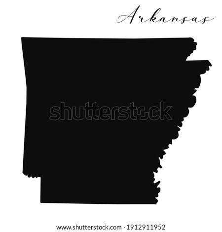 Arkansas black silhouette vector map. Editable high quality illustration of the American state of Arkansas simple map