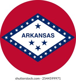 Arkansas Circle Flag, Circle Flag of Arkansas, USA, Vector Images